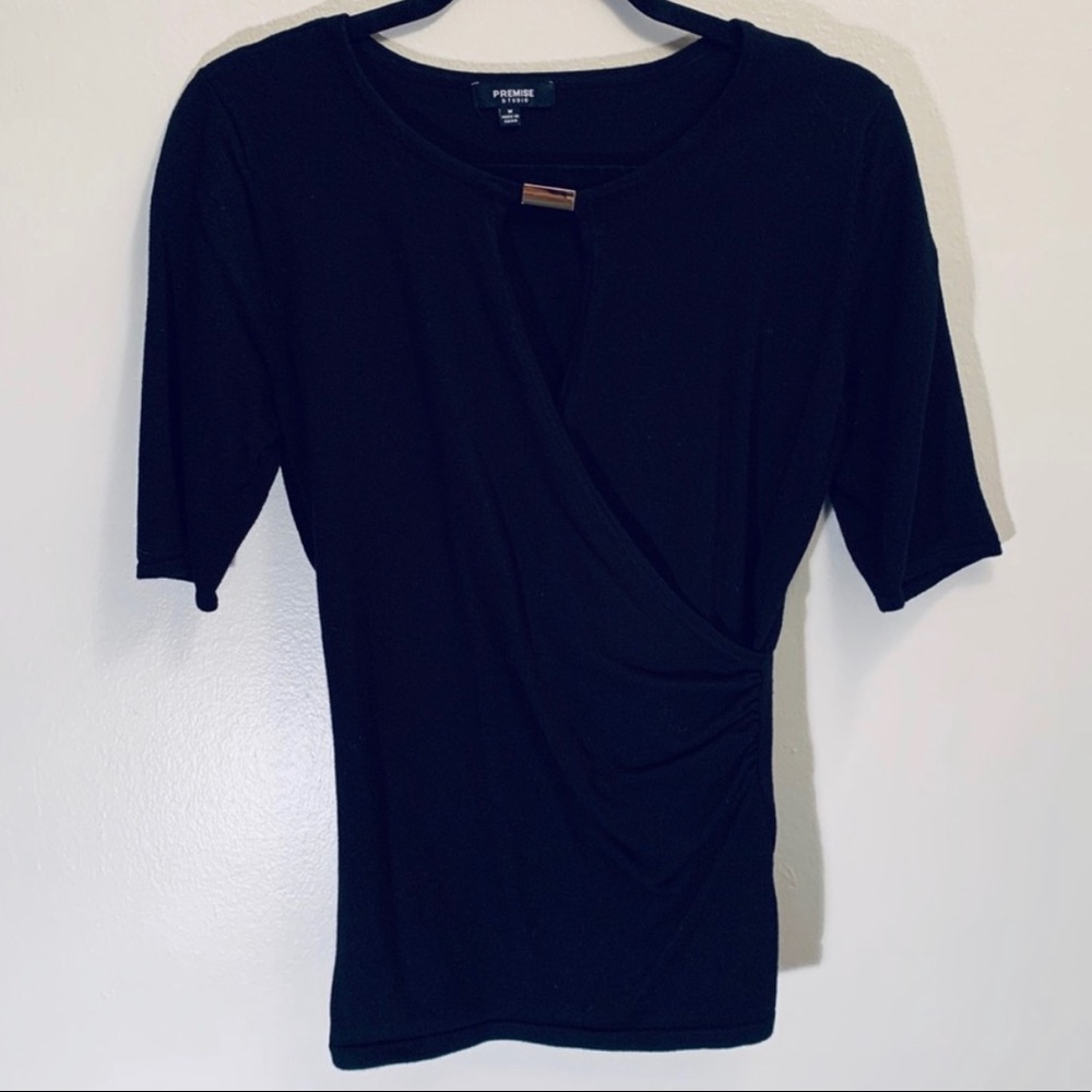 Premise Stretch Black Shirt with Gold Bar - Picture 3 of 7